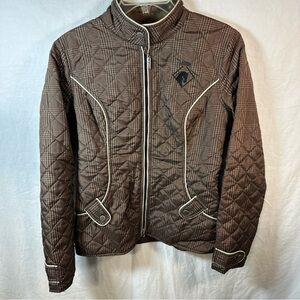 Arista Equestrian Jacket  Women's Hunter Brown  Plaid Horse Riding Quilted Small
